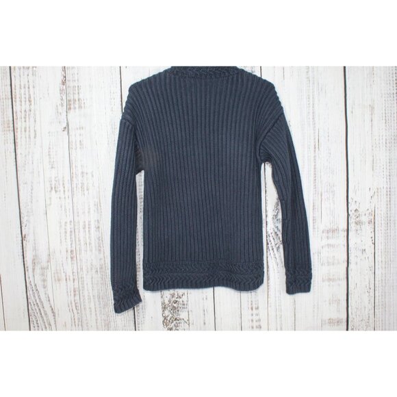 LL Bean Signature Original Cotton Ribbed Sweater Mockneck Navy Medium - Picture 4 of 9
